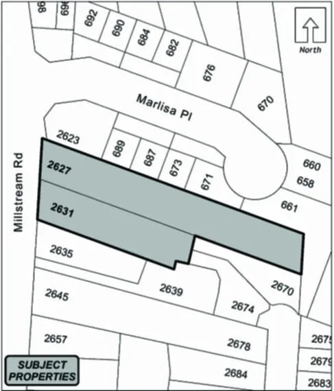 Proposed layout: 2627 and 2631 Millstream Road rezoning
