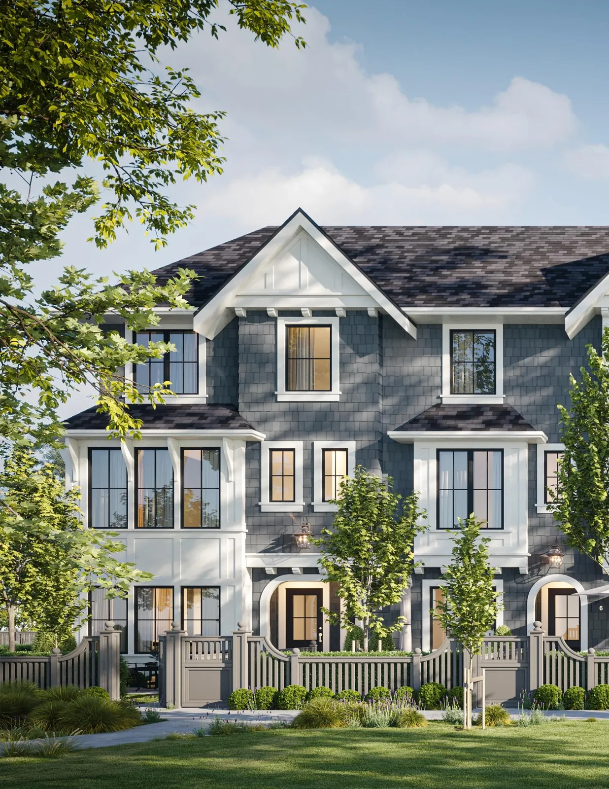 Rendering of townhomes / entrance streetscape