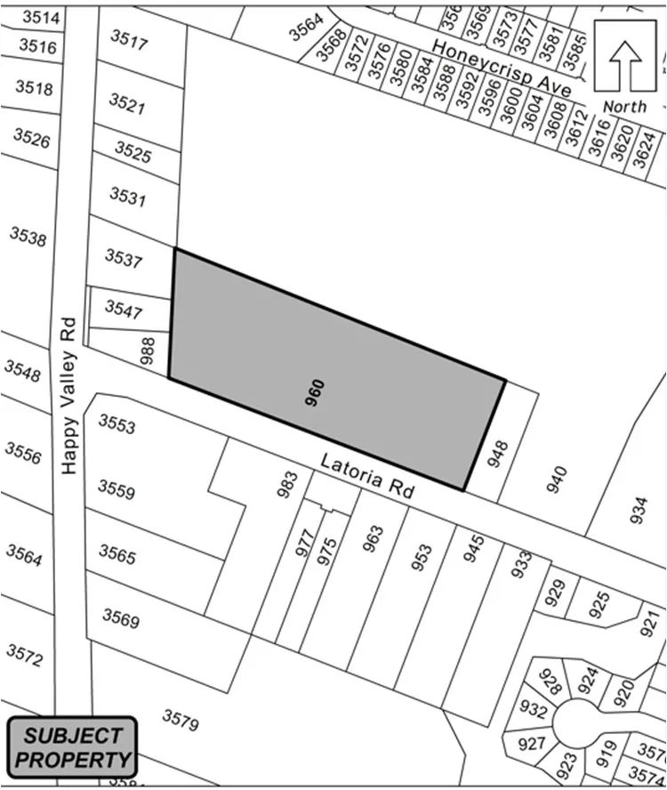 Proposed layout: 960 Latoria Road setback variance