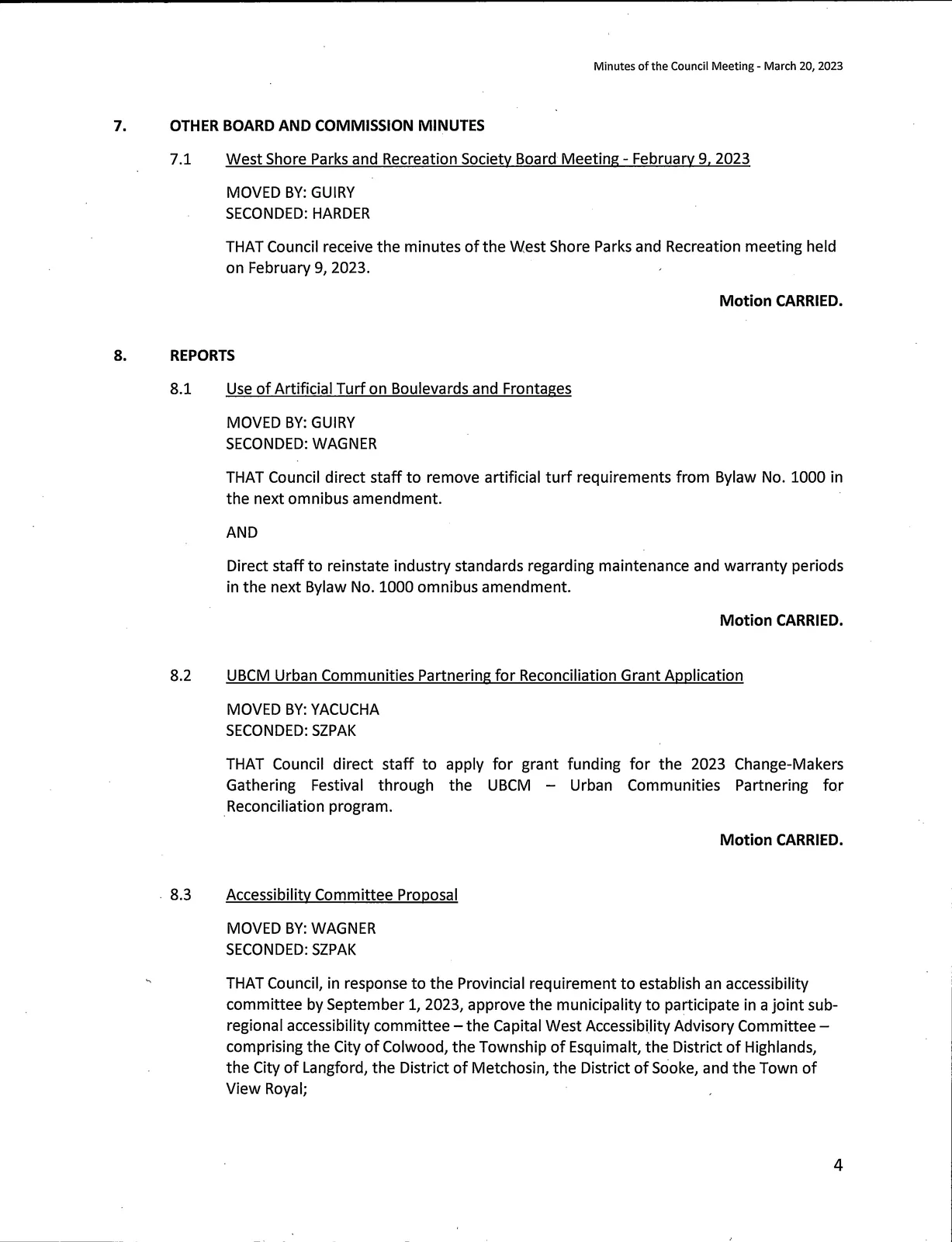 Other Board and Commission Minutes and Reports