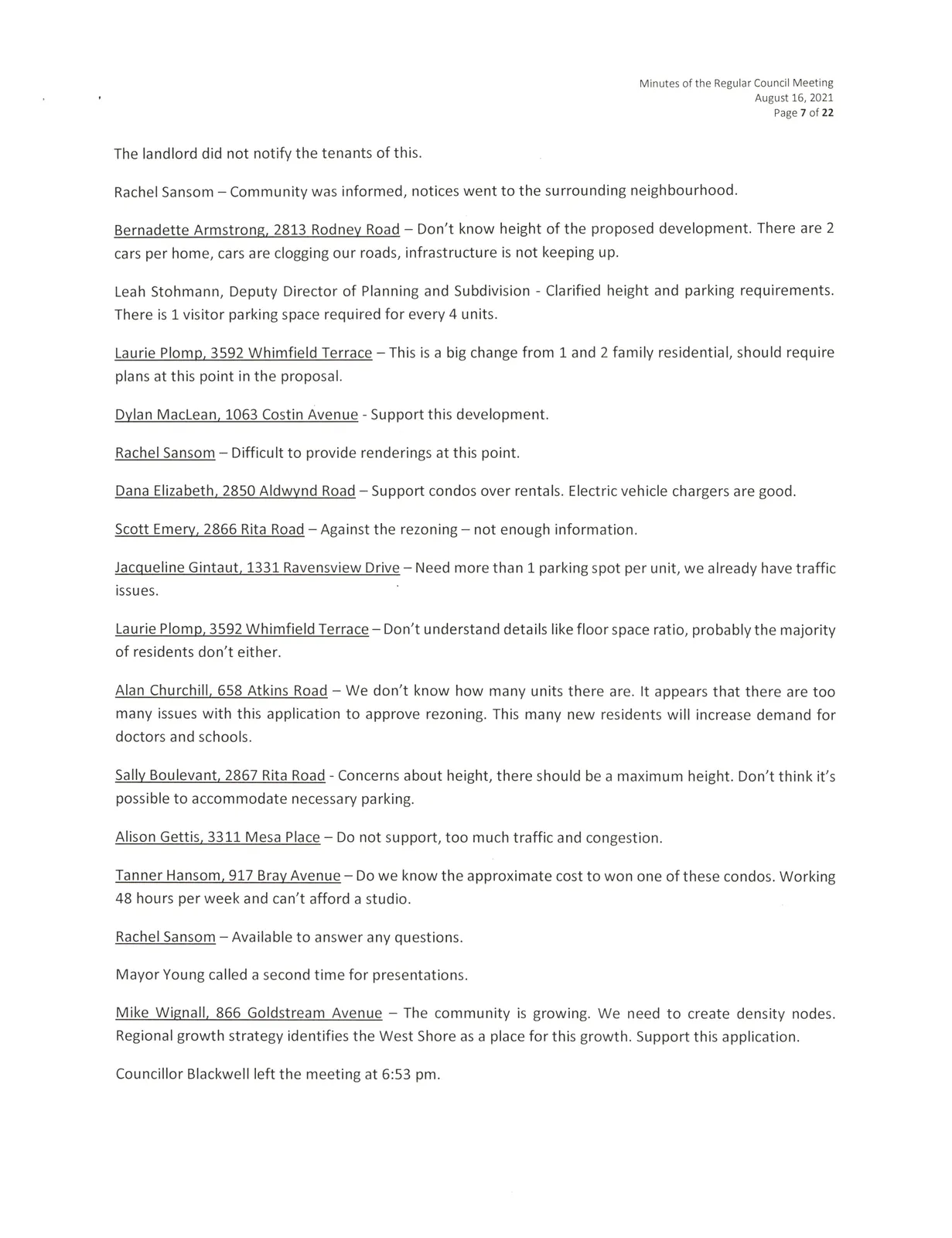 Council meeting minutes page 7
