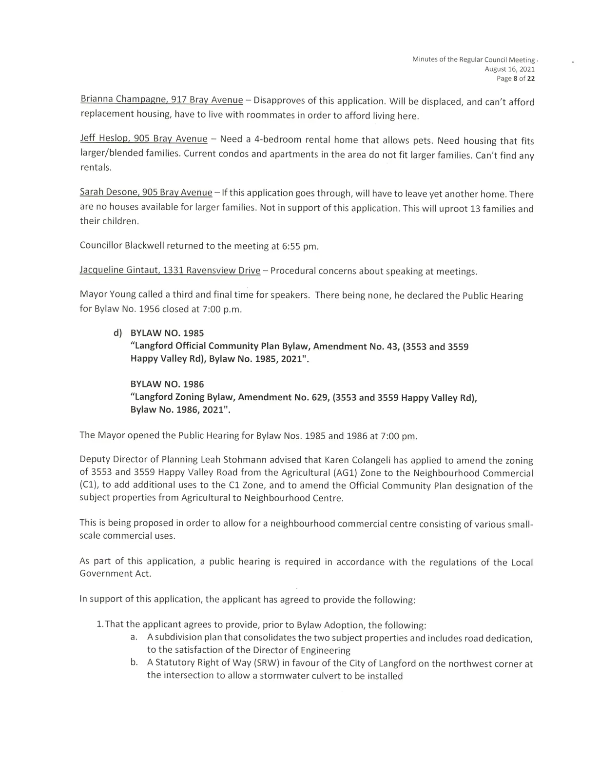 Council meeting minutes page 8