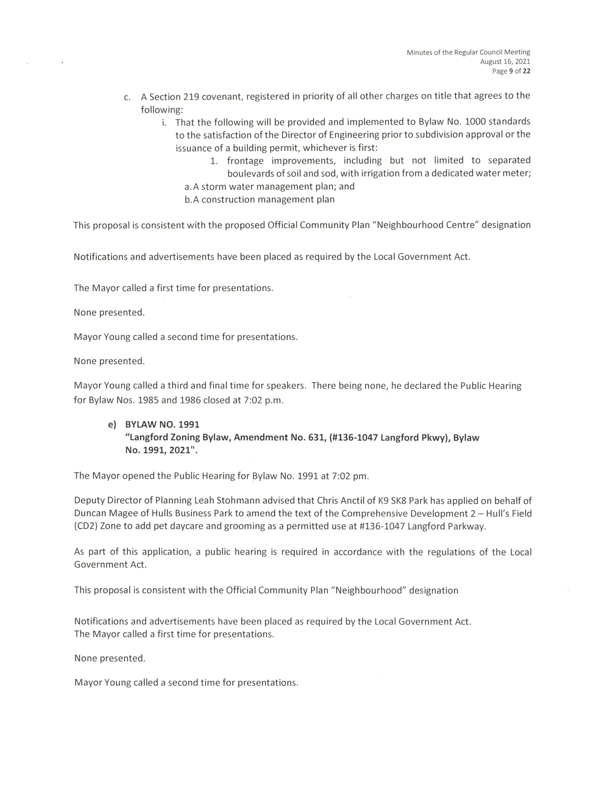 Council meeting minutes page 9