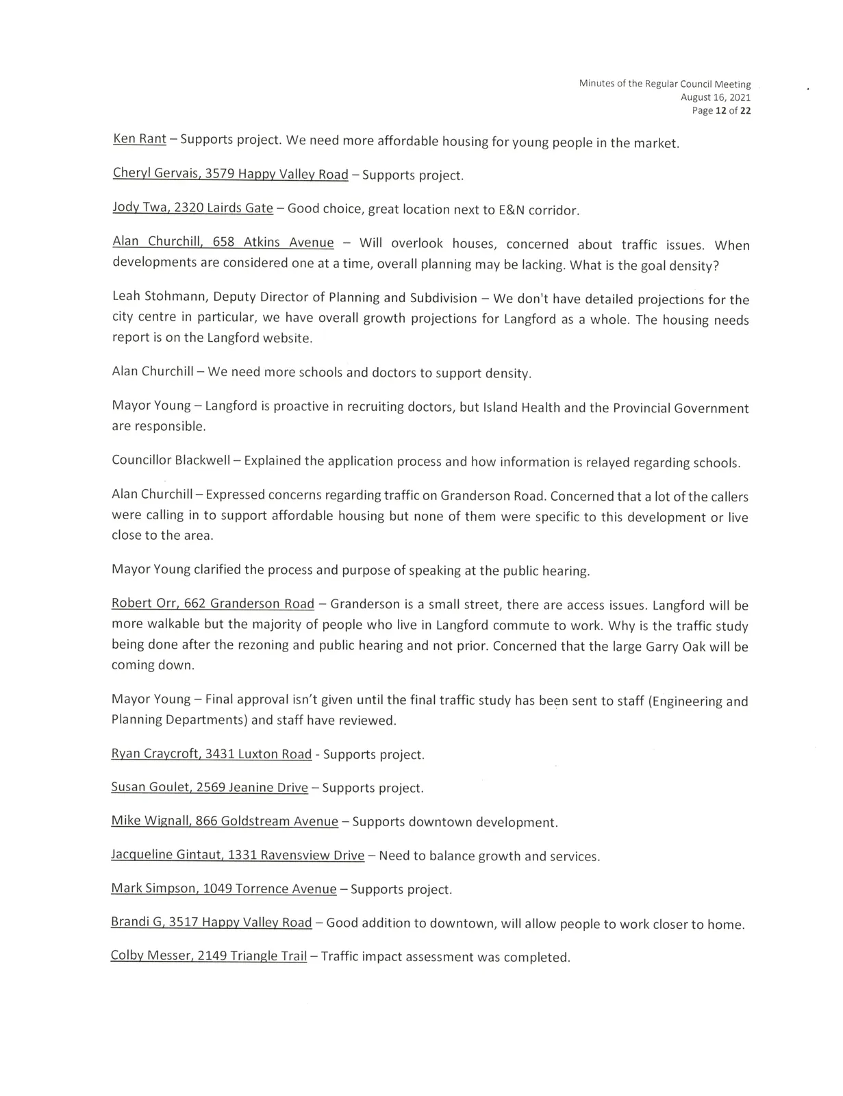 Council meeting minutes page 12