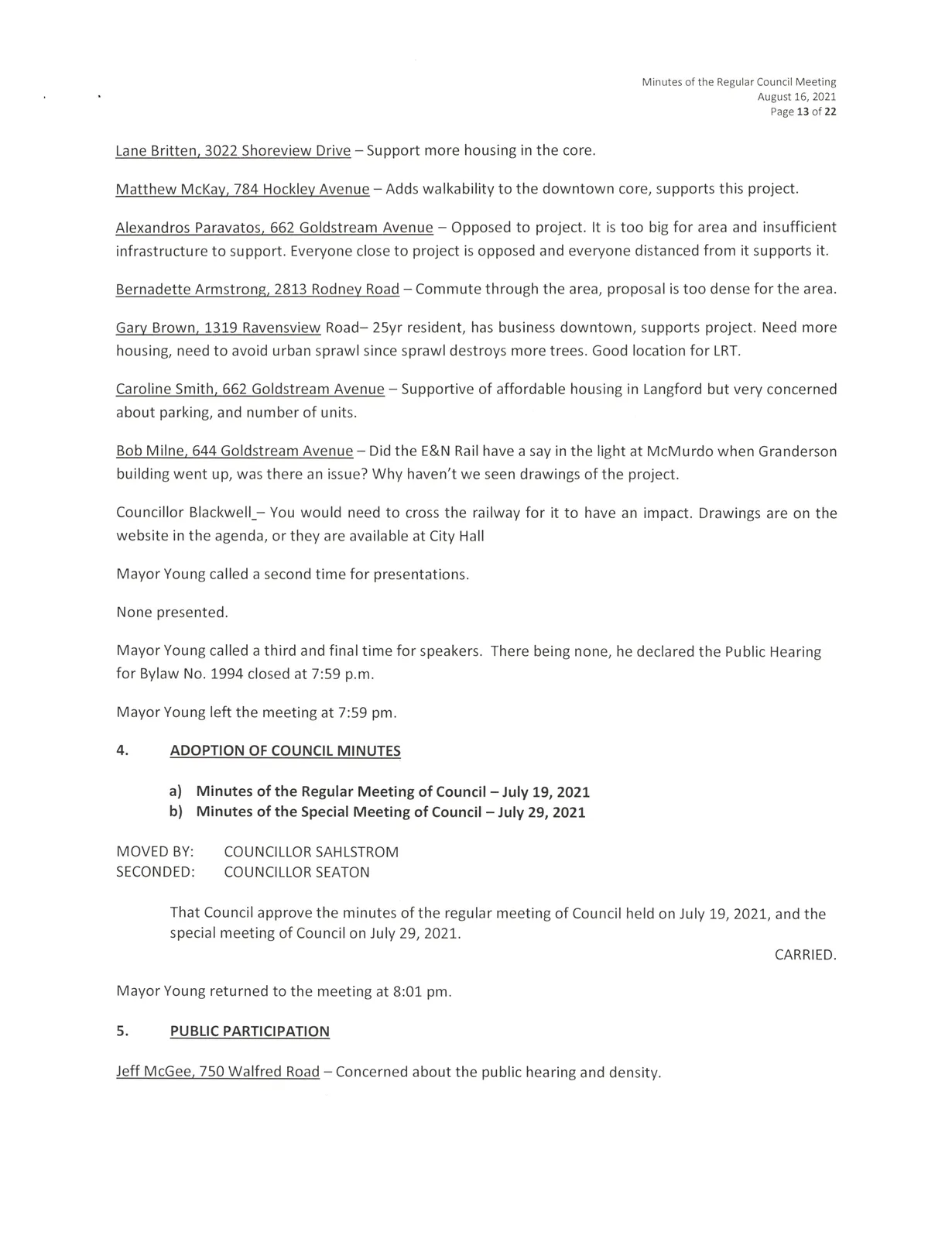 Council meeting minutes page 13