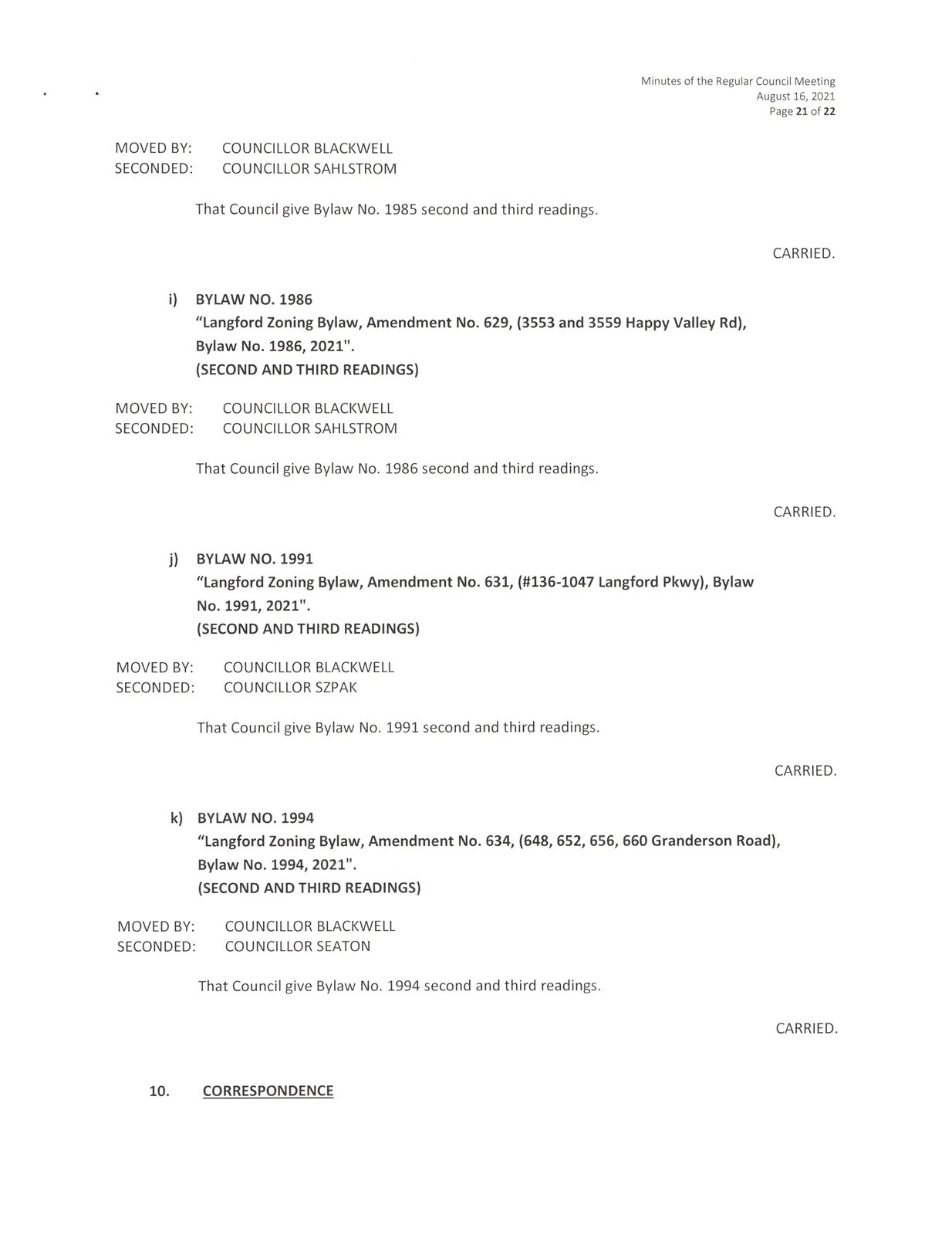 Council meeting minutes page 21