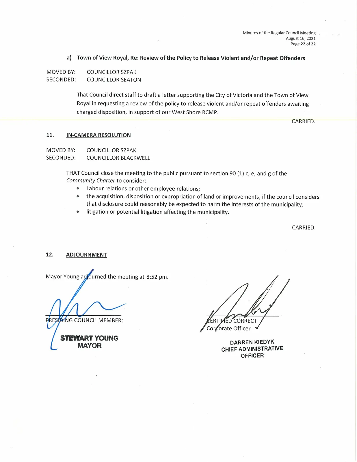 Council meeting minutes page 22
