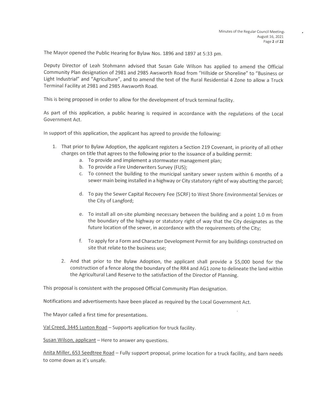 Council meeting minutes page 2