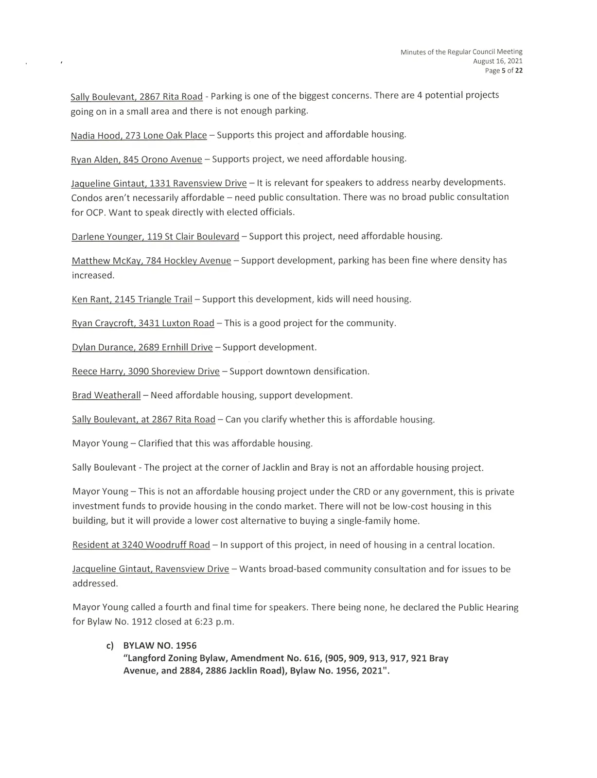 Council meeting minutes page 5