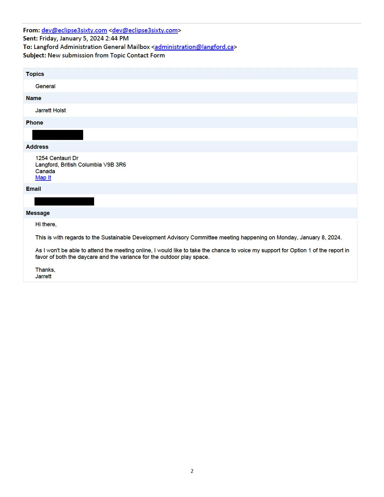 scanned page — form or submission screenshot