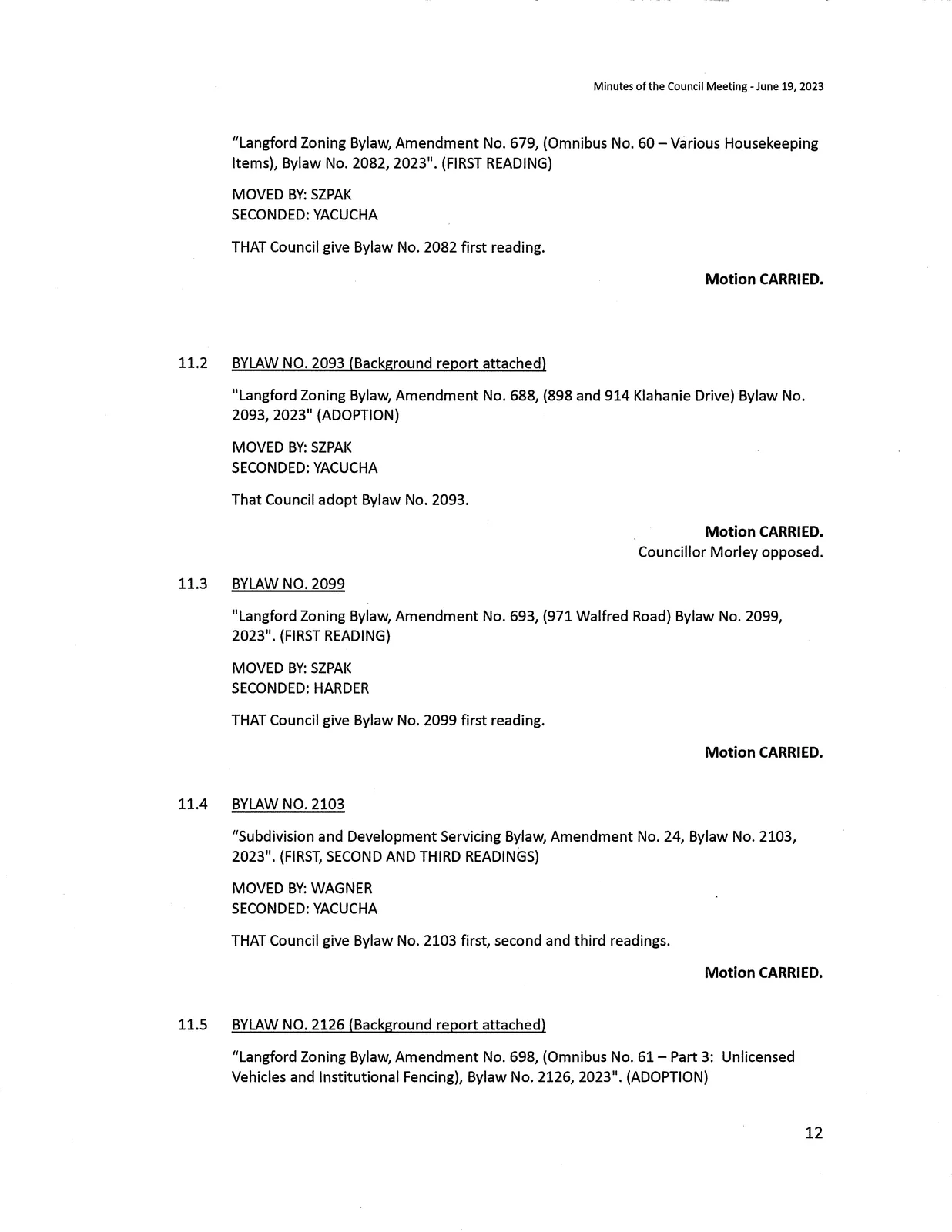 Council Minutes — page 12 scan
