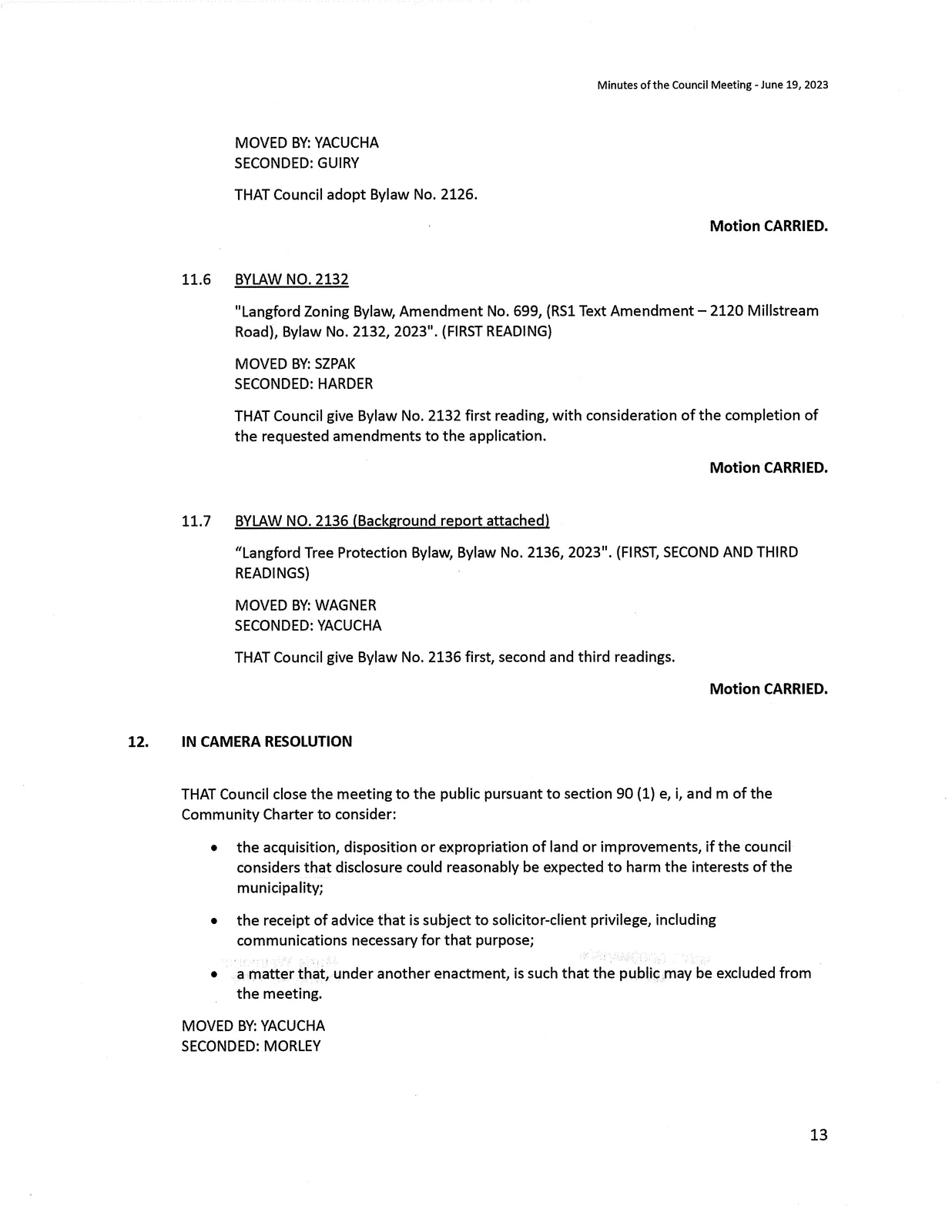 Council Minutes — page 13 scan