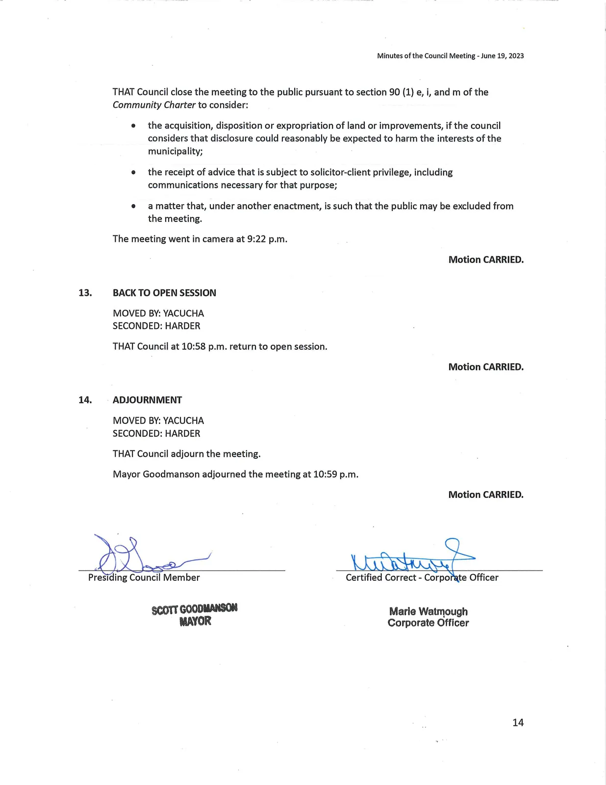 Council Minutes — page 14 scan