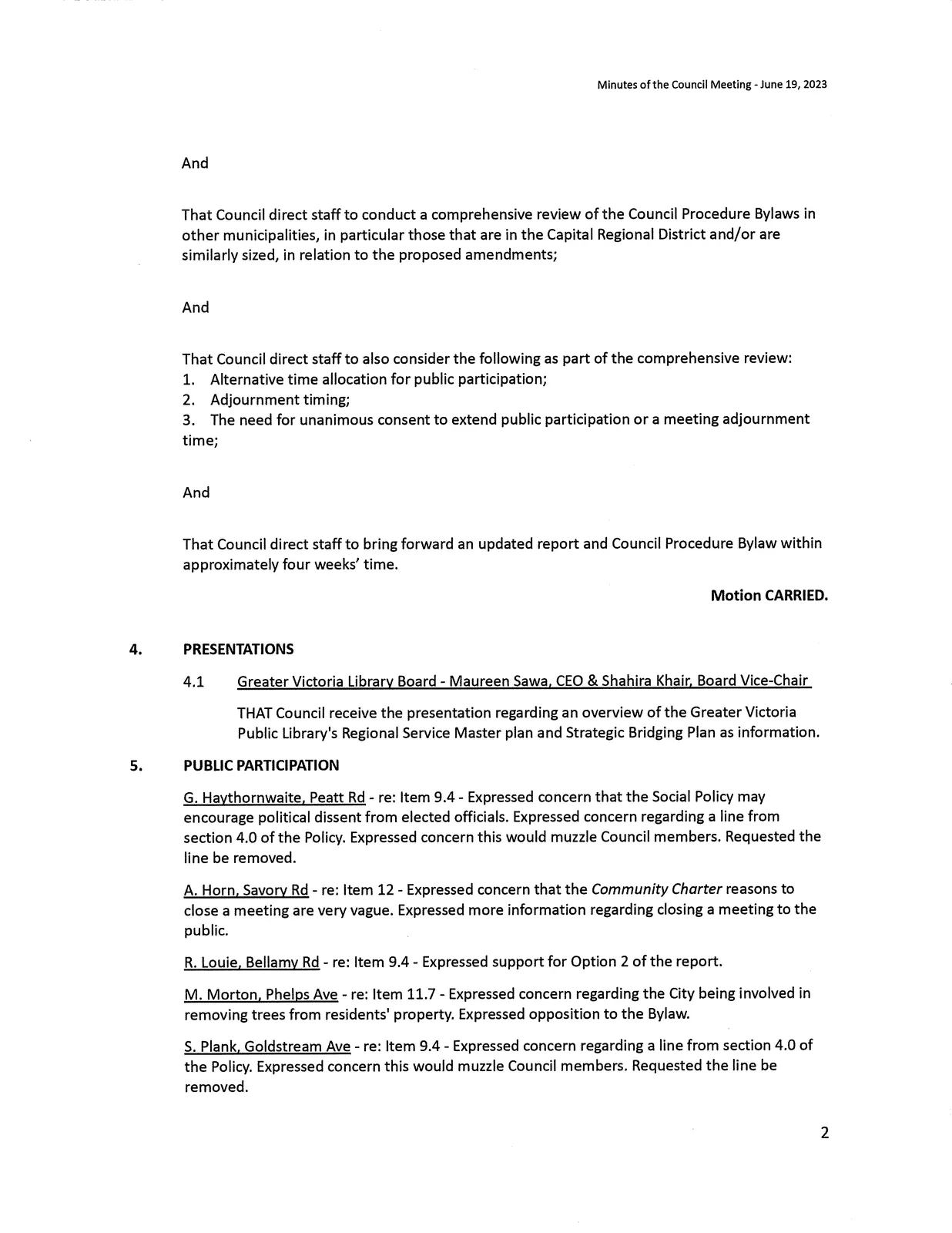 Council Minutes — page 2 scan