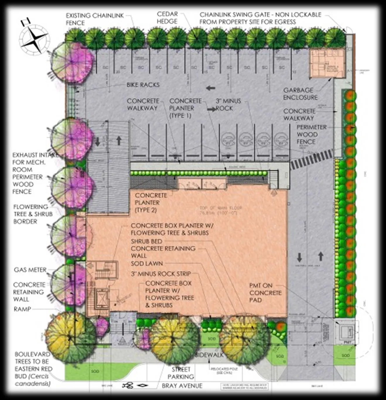 Rooftop patio accessibility / railing privacy detail