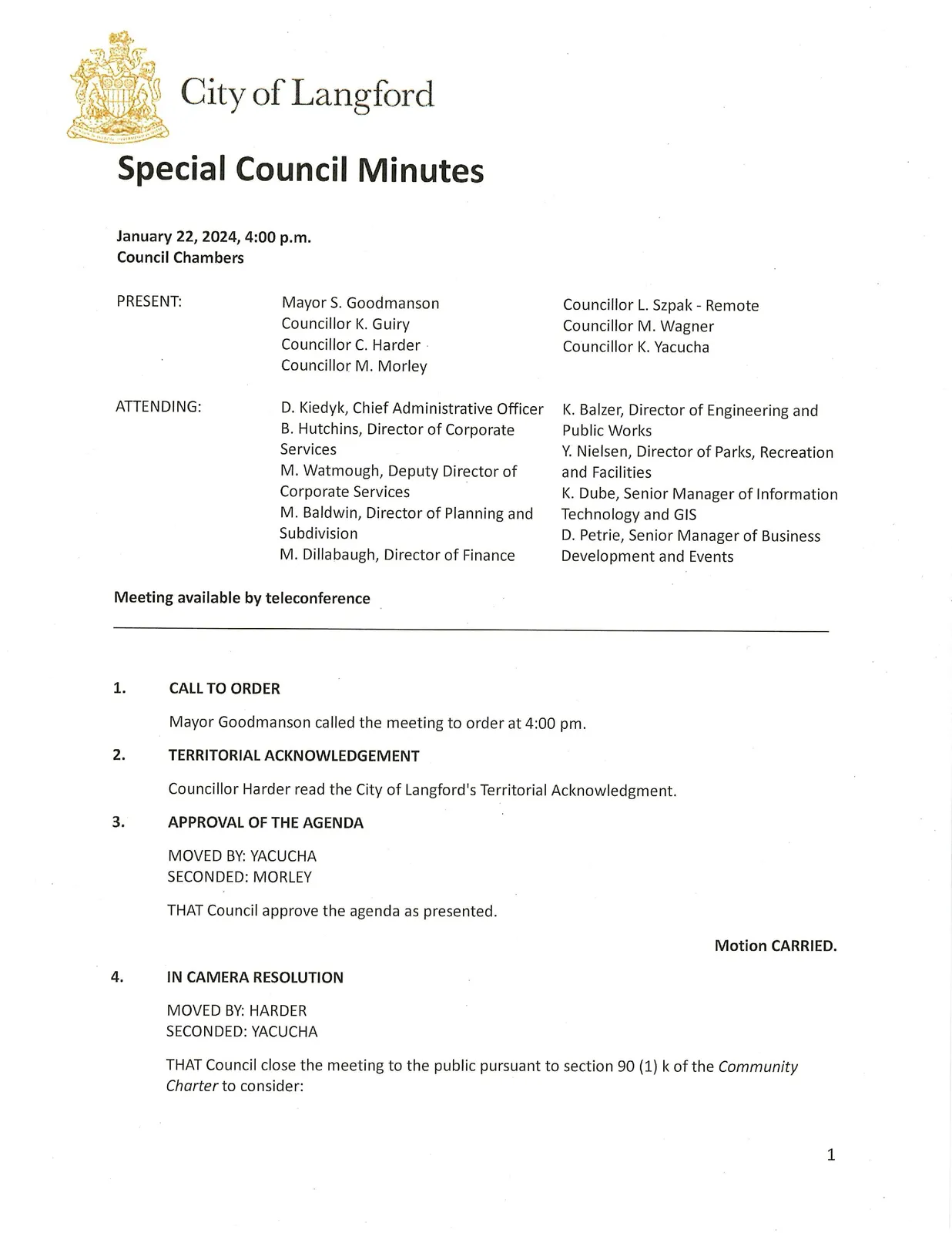 Page 1 of minutes (attendance and opening items)