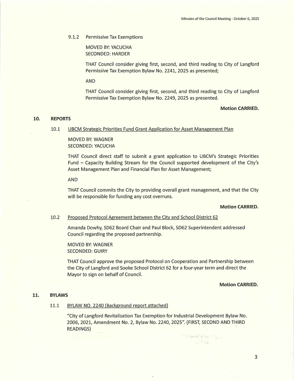 Page 3 — Committee resolutions and reports