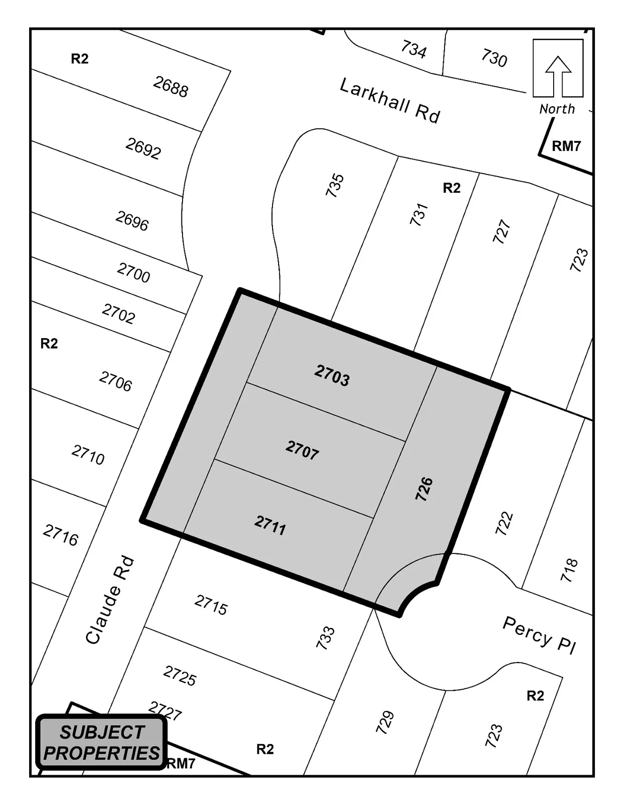 Schedule A map showing parcels shaded for amendment