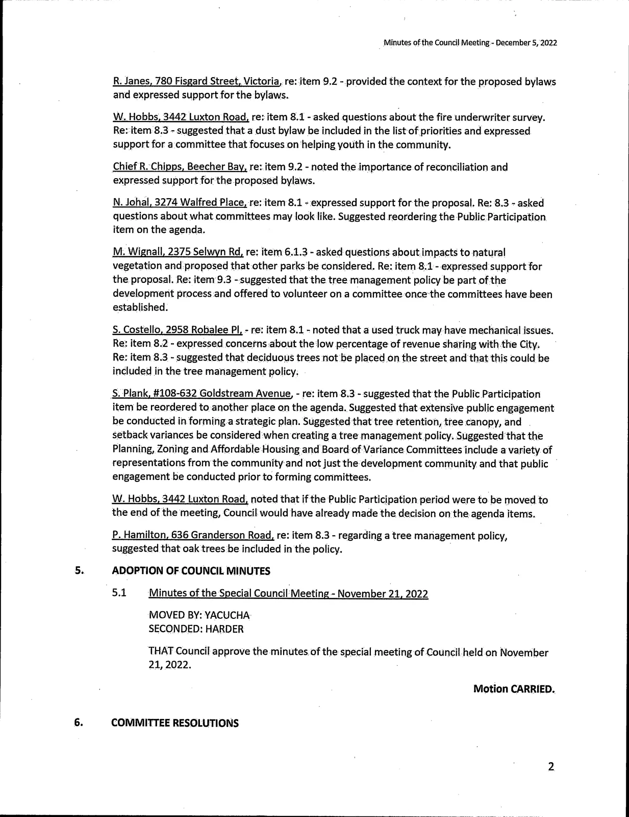 Scanned page of Council Minutes page 2