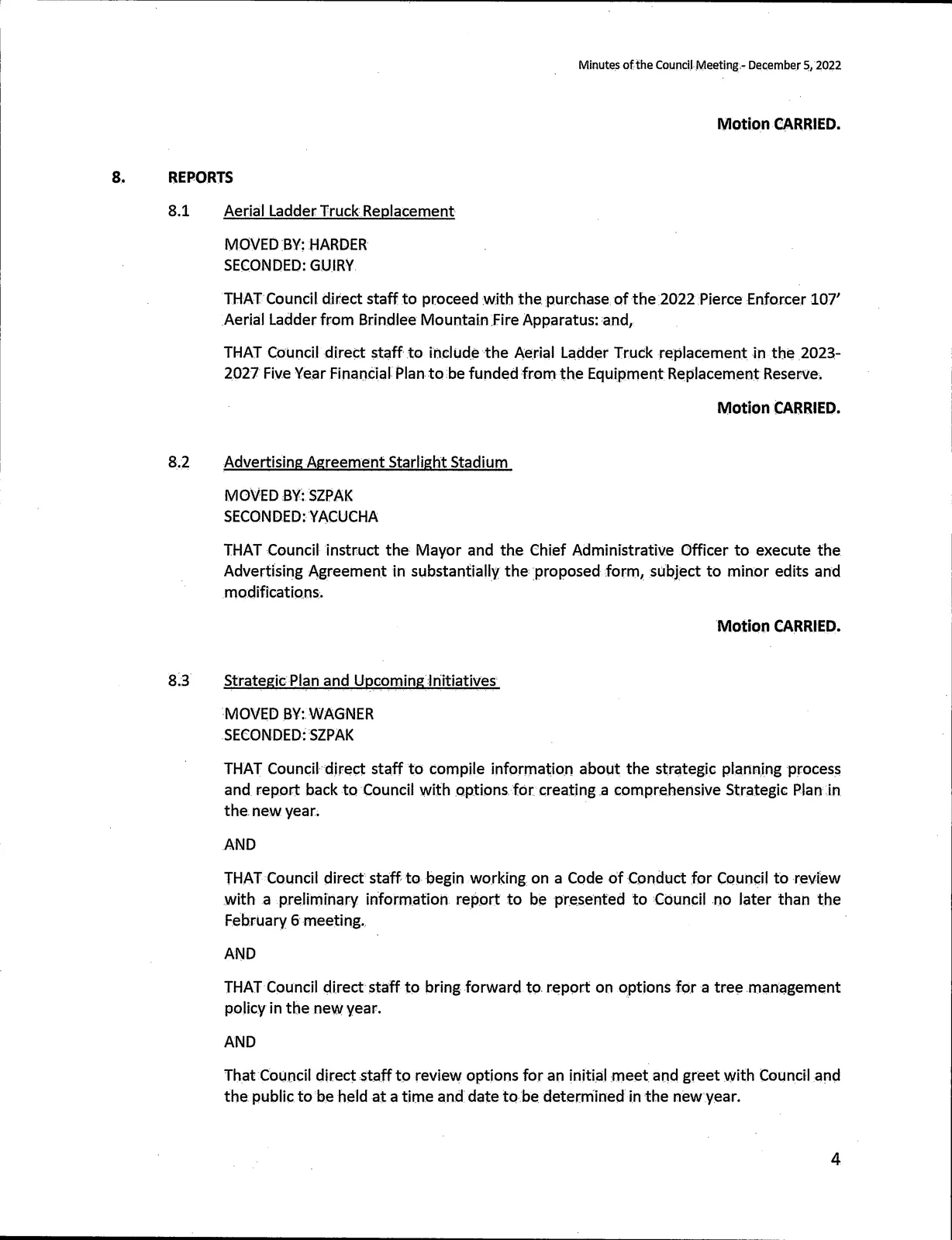 Scanned page of Council Minutes page 4