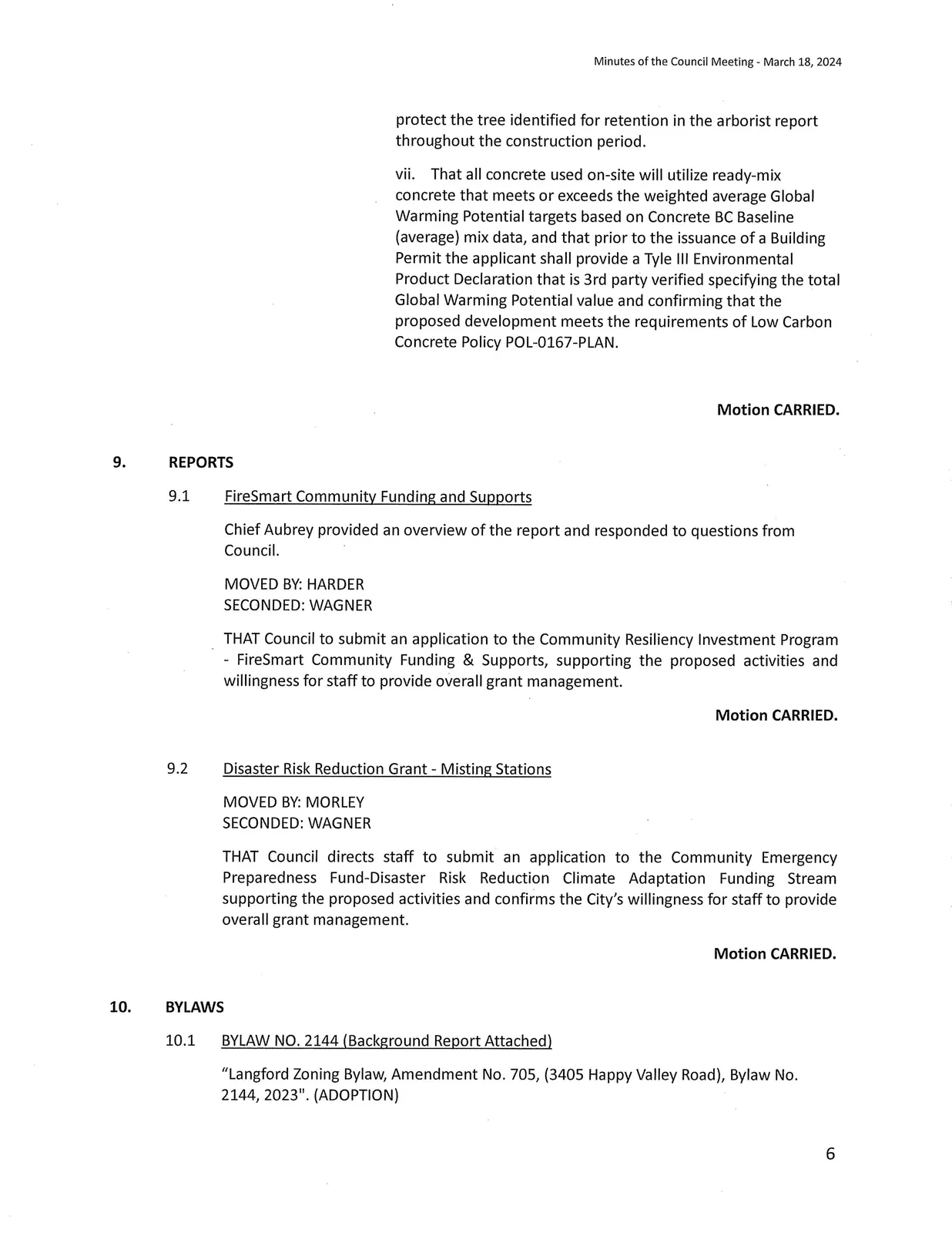 Scan of page 6 — bylaws and new business
