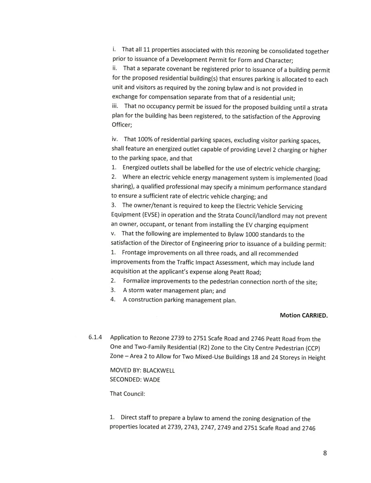 scanned page excerpt showing rezoning conditions and covenant requirements