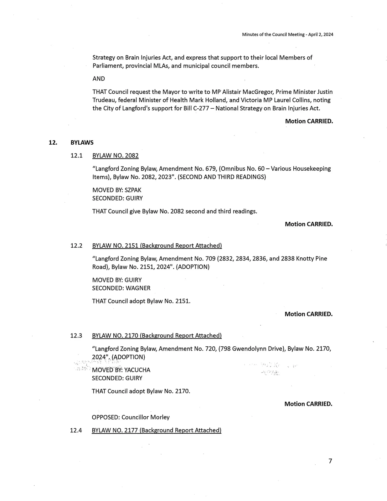 Bylaws section and readings