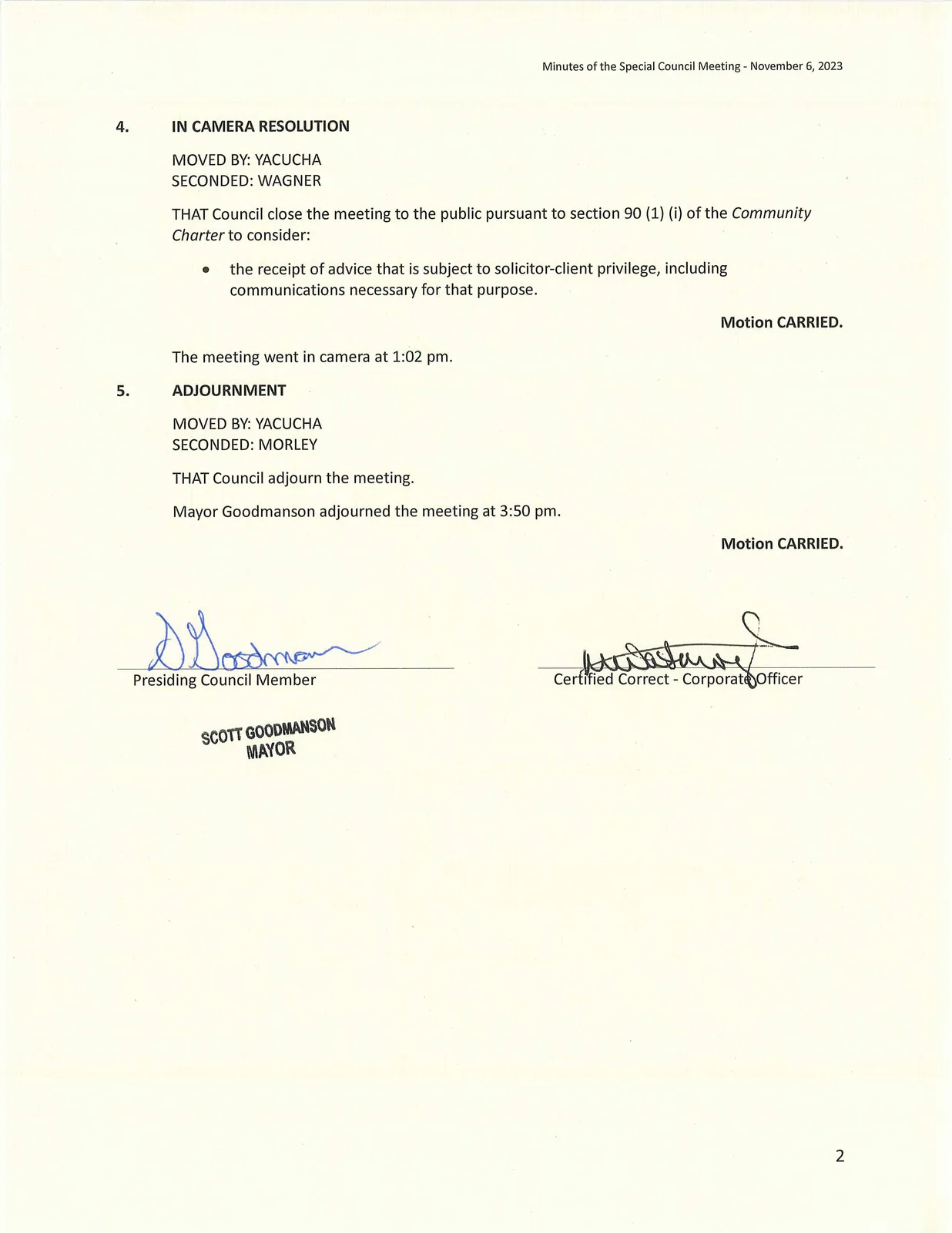 Scanned page of minutes (page 2)