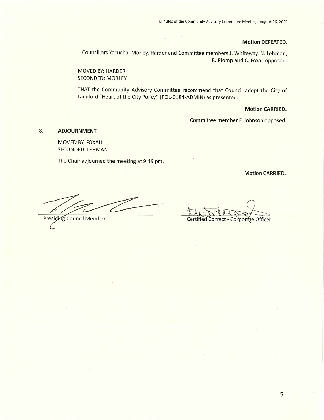 Page 5 of meeting minutes