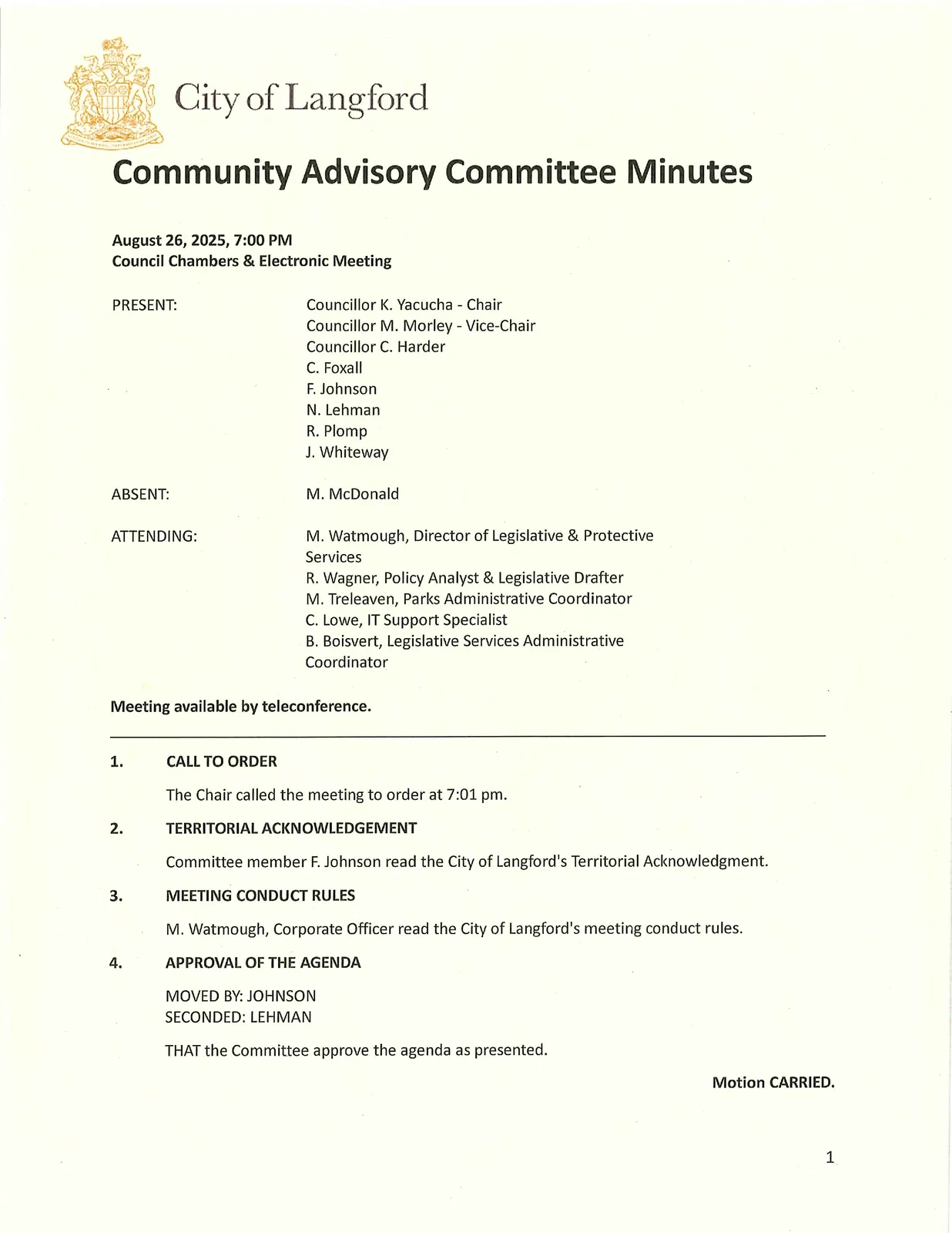 Page 1 of meeting minutes