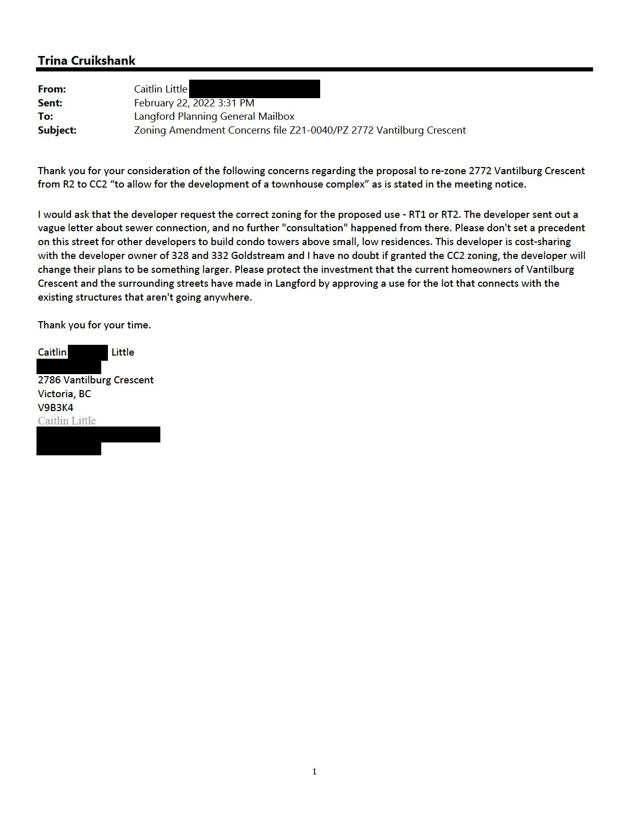 scanned image associated with Colin Gillman letter