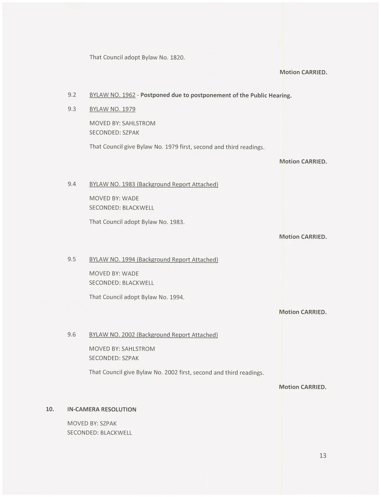 Council minutes page 13