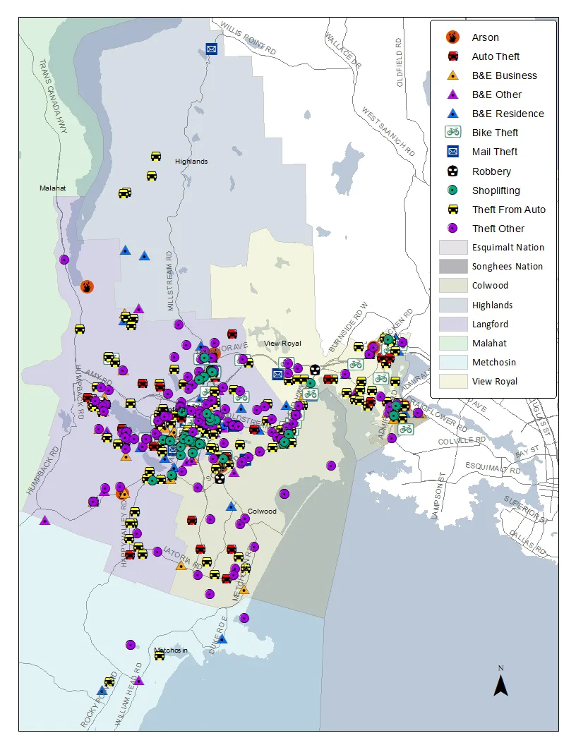 Crime maps showing offences against property and robberies in West Shore (Jan 1 – Jun 30, 2023)