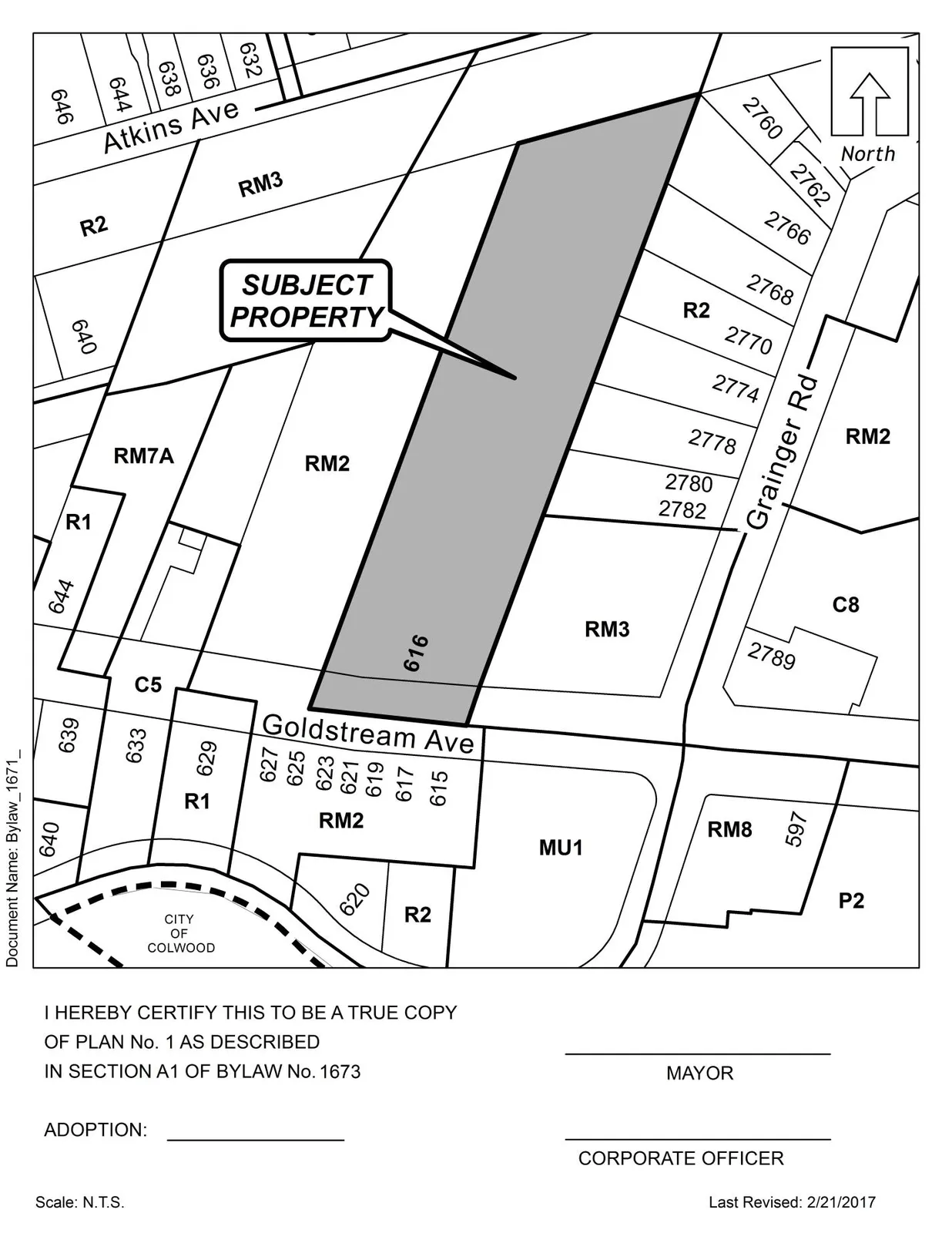 zoning map / plan showing subject property (Plan No. 1) and surrounding parcels