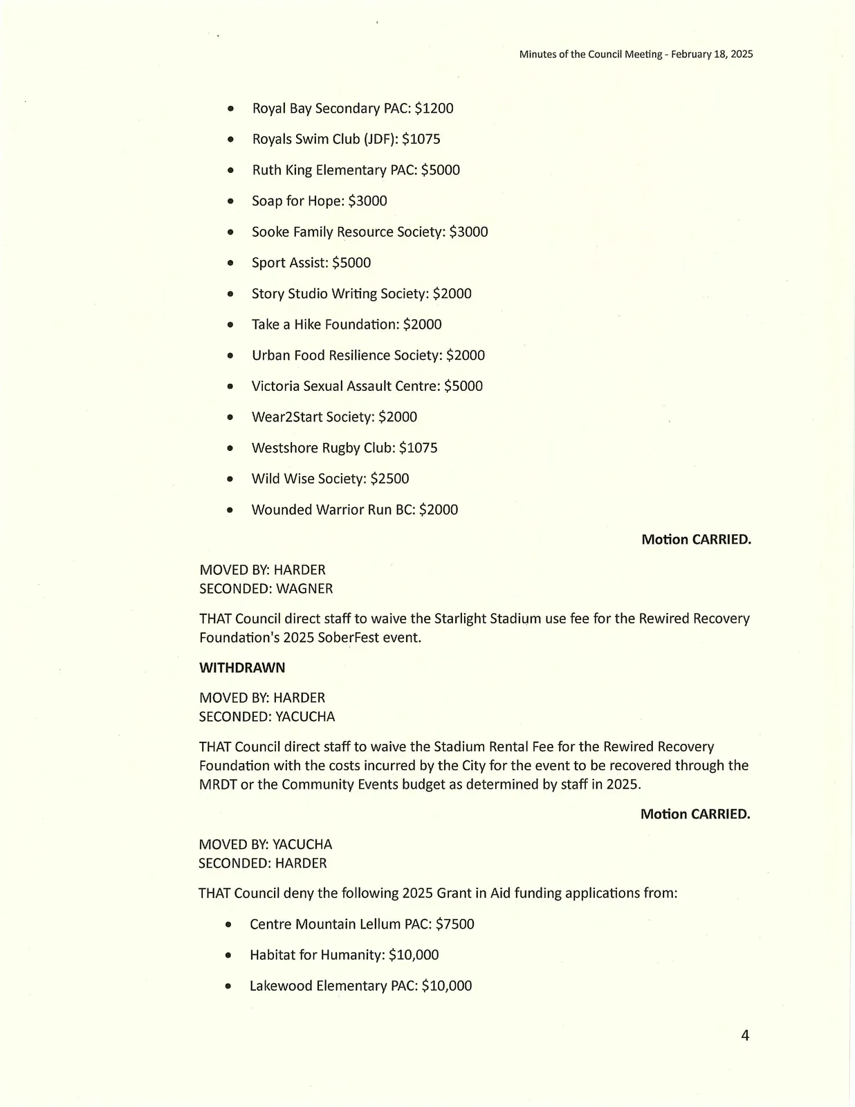 Page 4 — Funding approval list continued