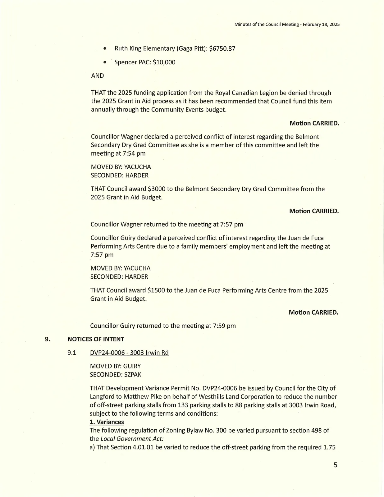 Page 5 — Funding denial list and Grant awards