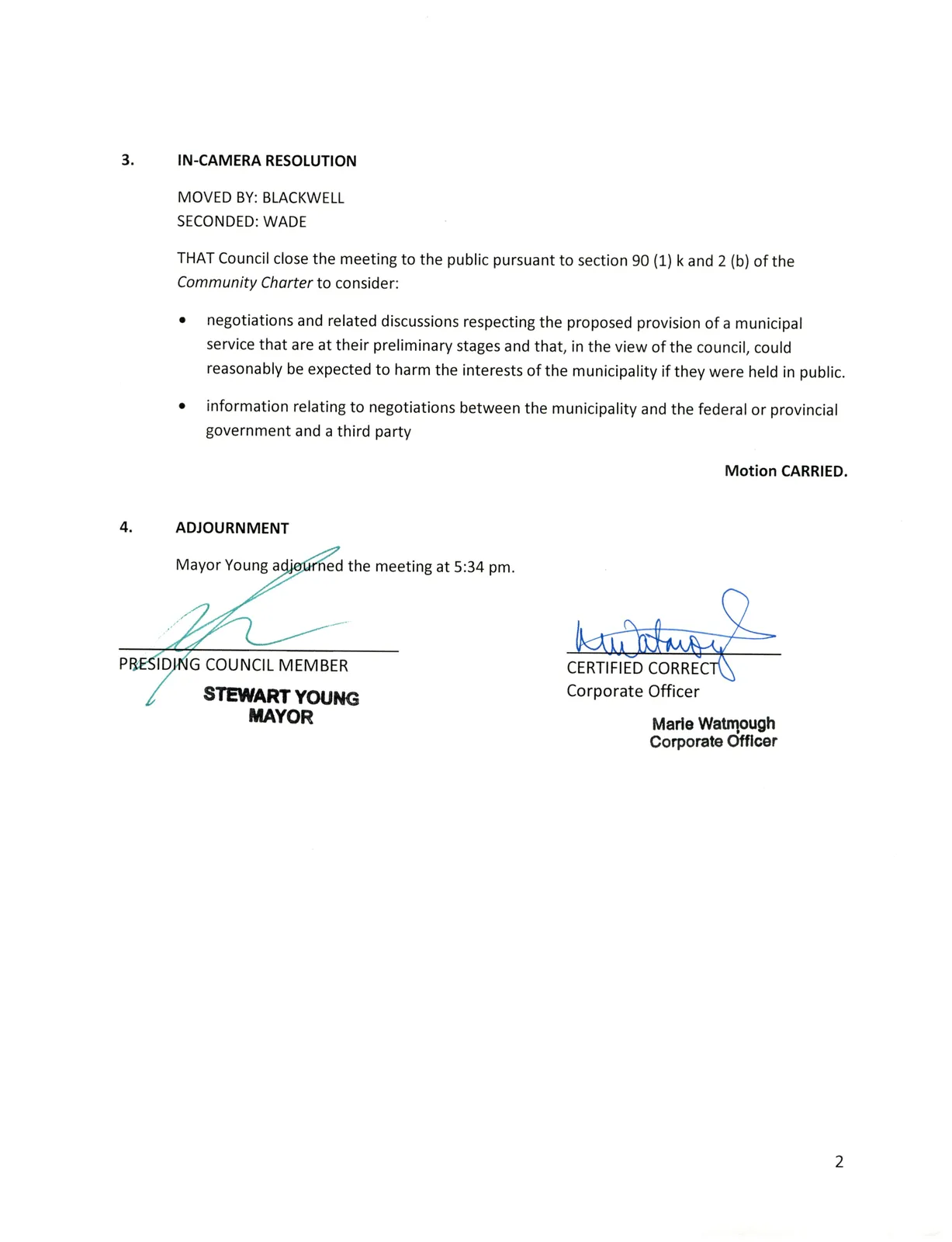 Scanned page image of minutes, page 2