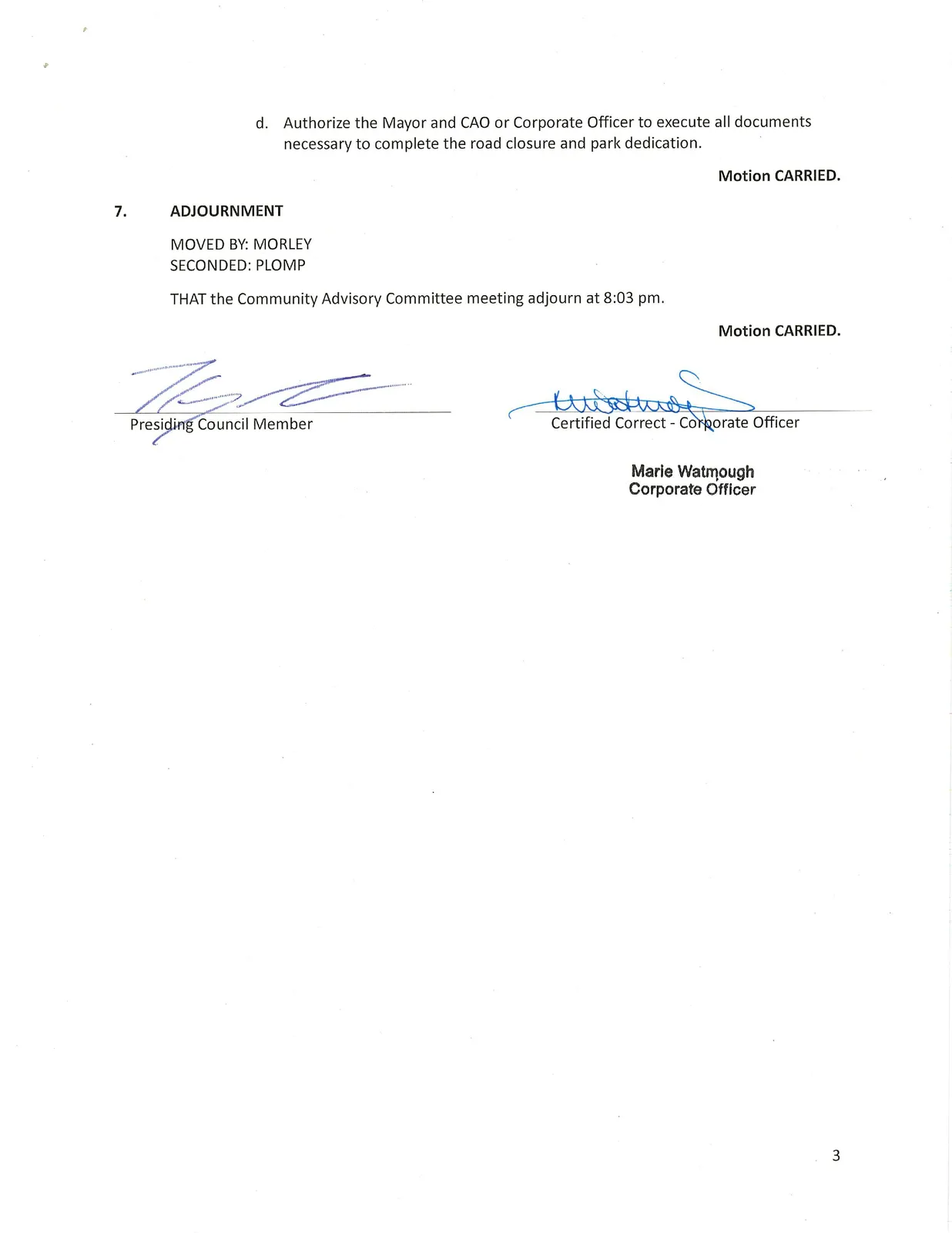 Meeting minutes page 3