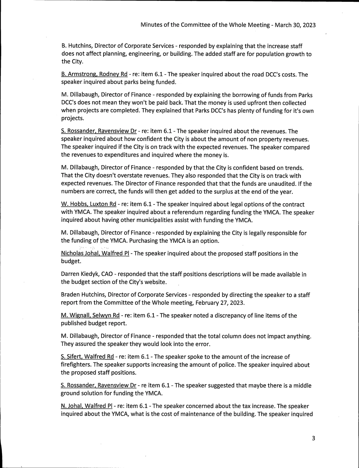 Page 3 — public participation continued