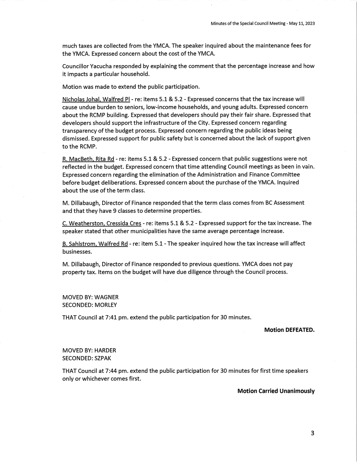 Page 3 - continuation of public participation
