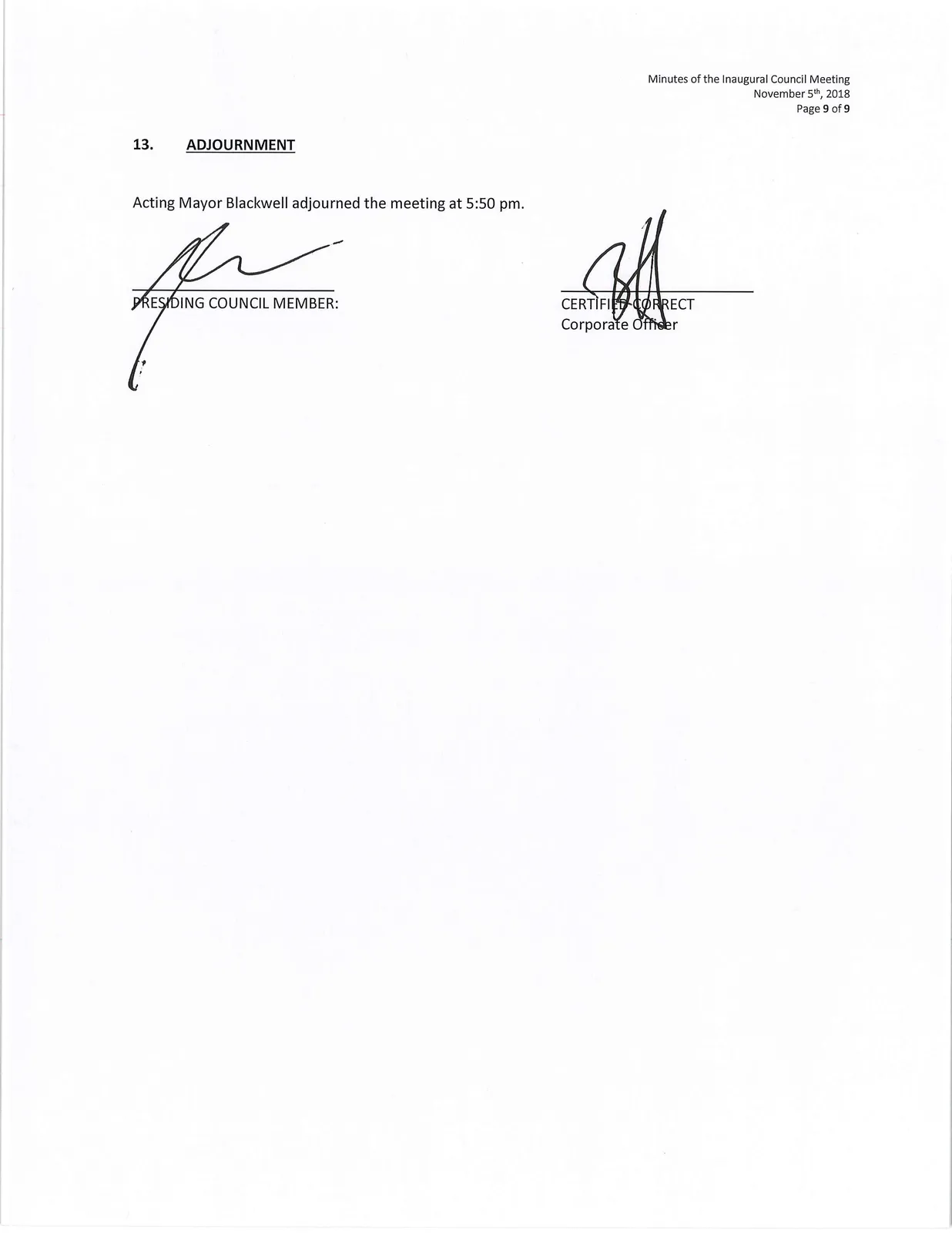 Signatures / certification block