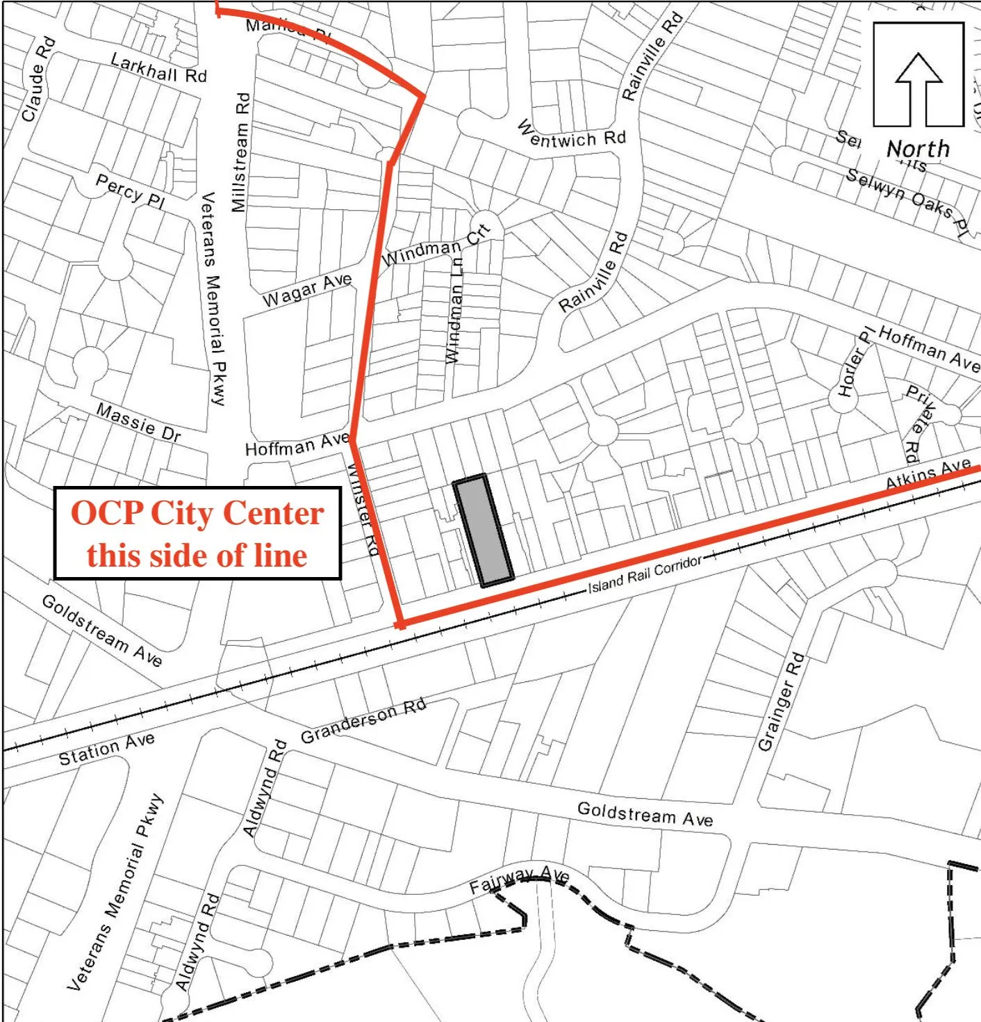 Zoomed-in location map - edge of City Center