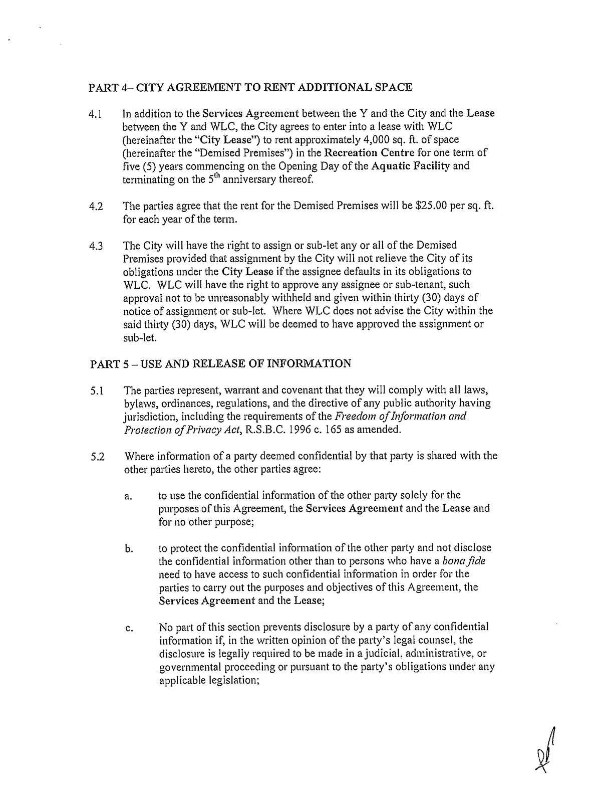 Document scan of Part 4 continuation and Part 5 heading