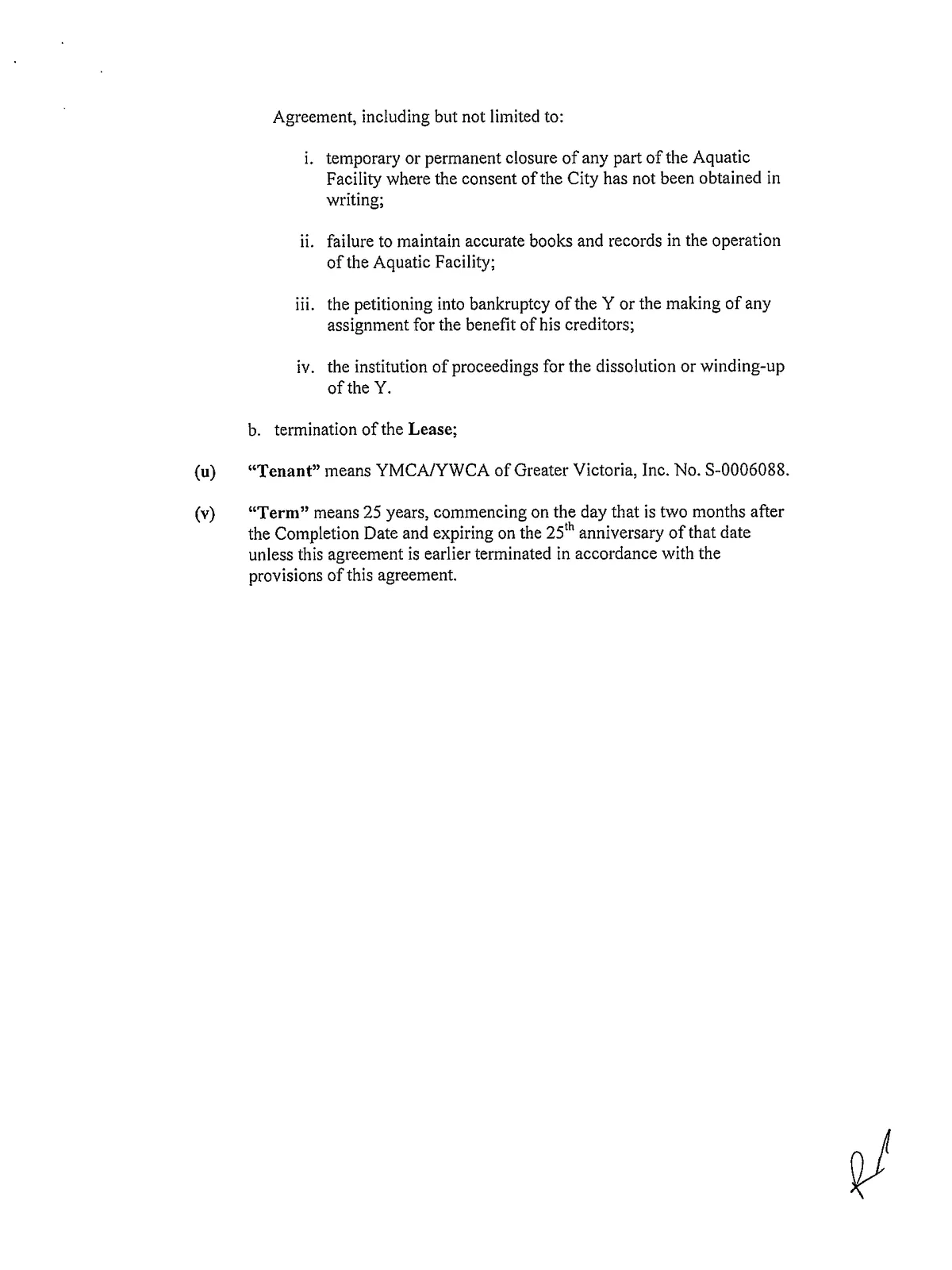 scanned page showing Substantial Breach examples and Term/Tenant definitions