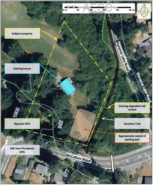 Aerial view with property boundary highlighted (Figure 1: Subject Property)