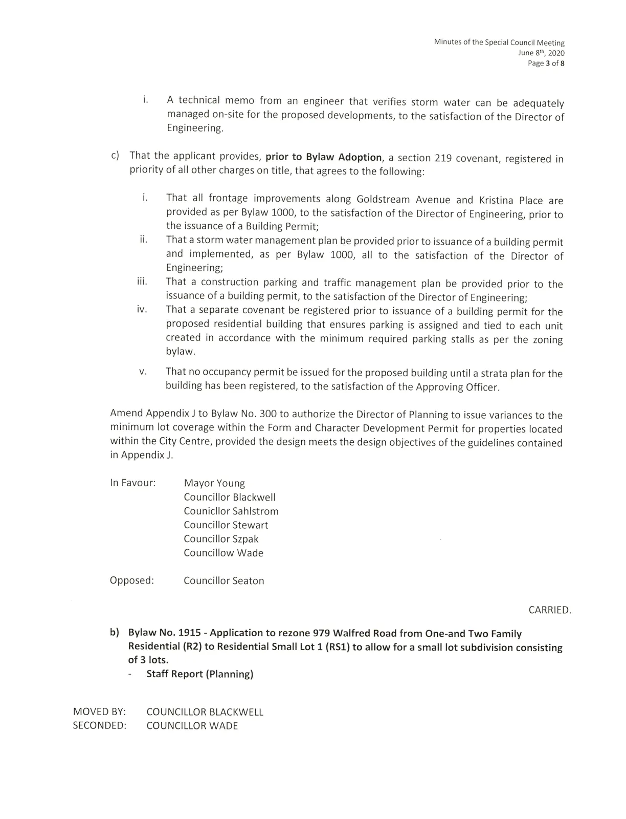scanned page of meeting minutes