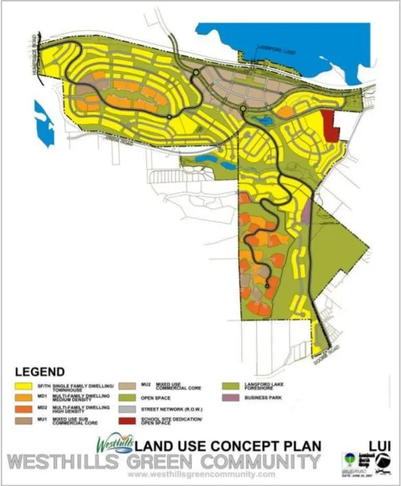 Westhills Community Land Use Concept Plan showing location of 2955 Irwin Road