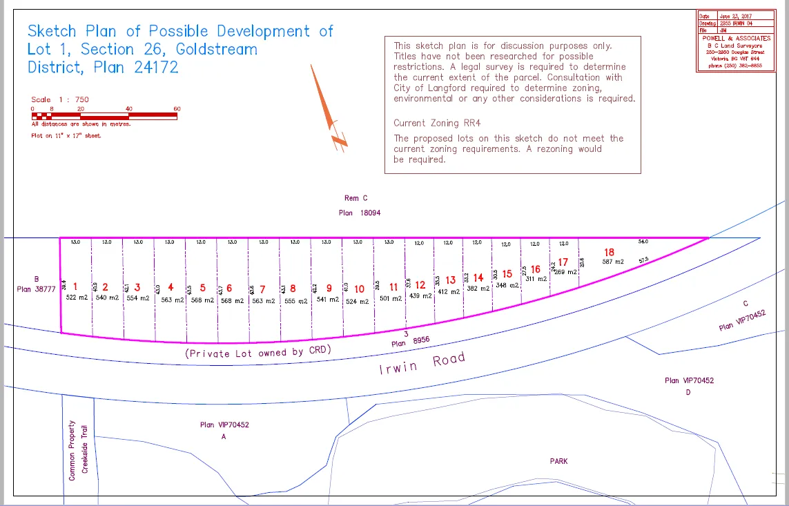 Proposed 18 small lot subdivision plan for 2955 Irwin Road