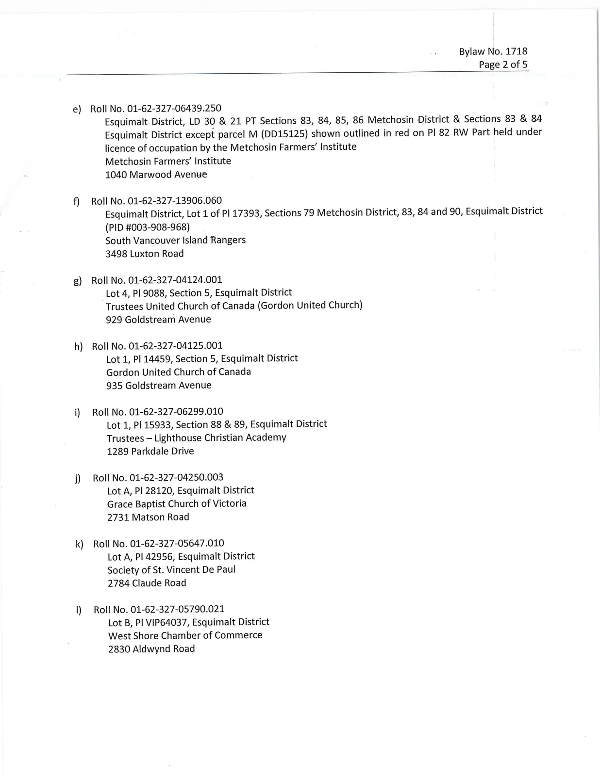 Continuation of permissive tax exemption property list
