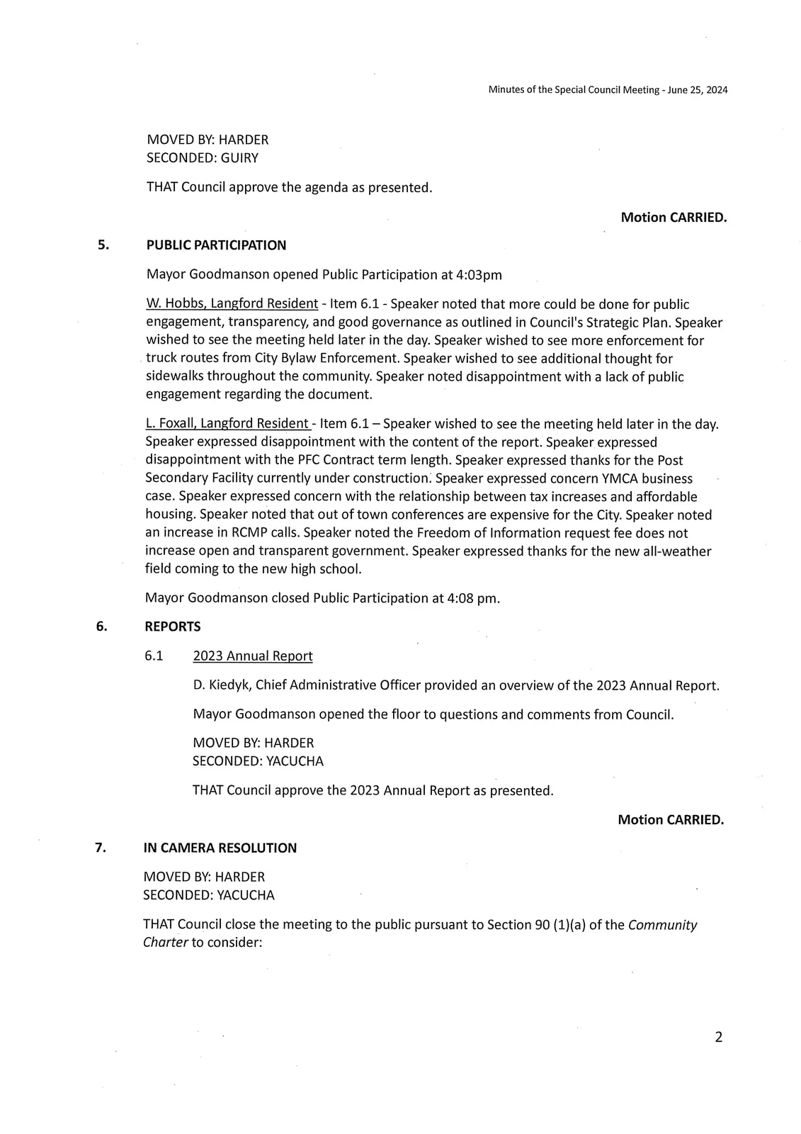 Public participation and reports